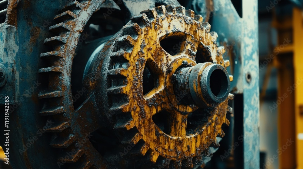 Rusty Gears: A Close-Up of Industrial Machinery Rusty Gears: A Close-Up of Industrial Machinery