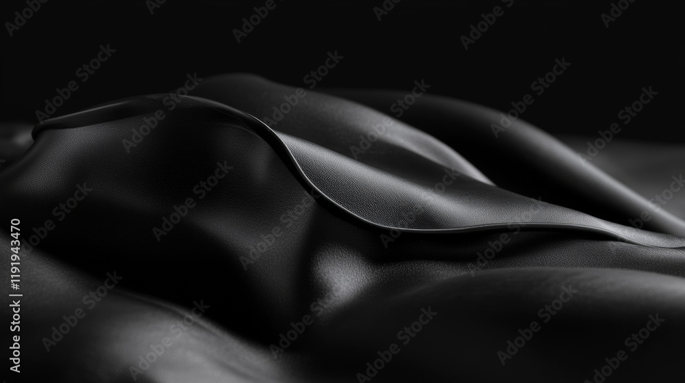 Fototapeta premium Smooth black abstract waves create mysterious landscape