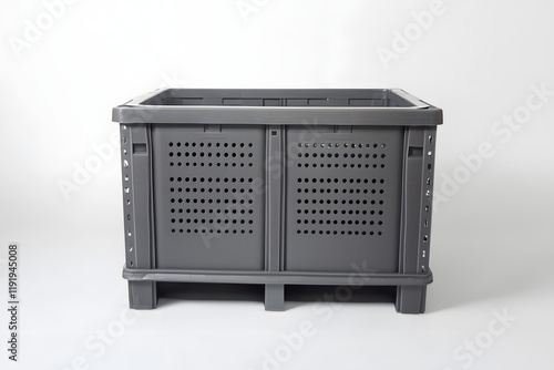 Durable Plastic Storage Crate with Ventilation Holes photo