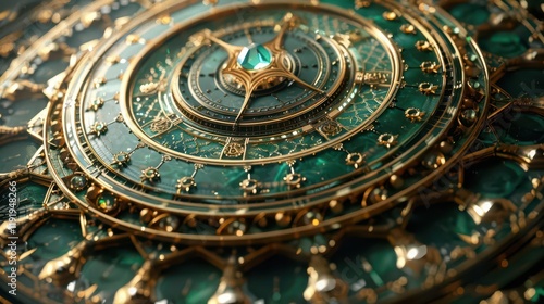 Wallpaper Mural An ornate, emerald-hued compass with intricate gold detailing. Torontodigital.ca