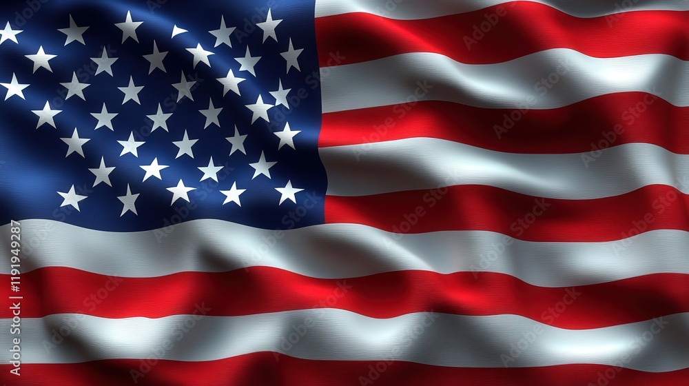 Obraz premium Waving American Flag 3D Render
