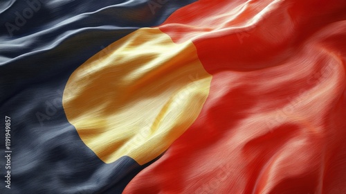 Waving Aboriginal Flag: Close-up Texture