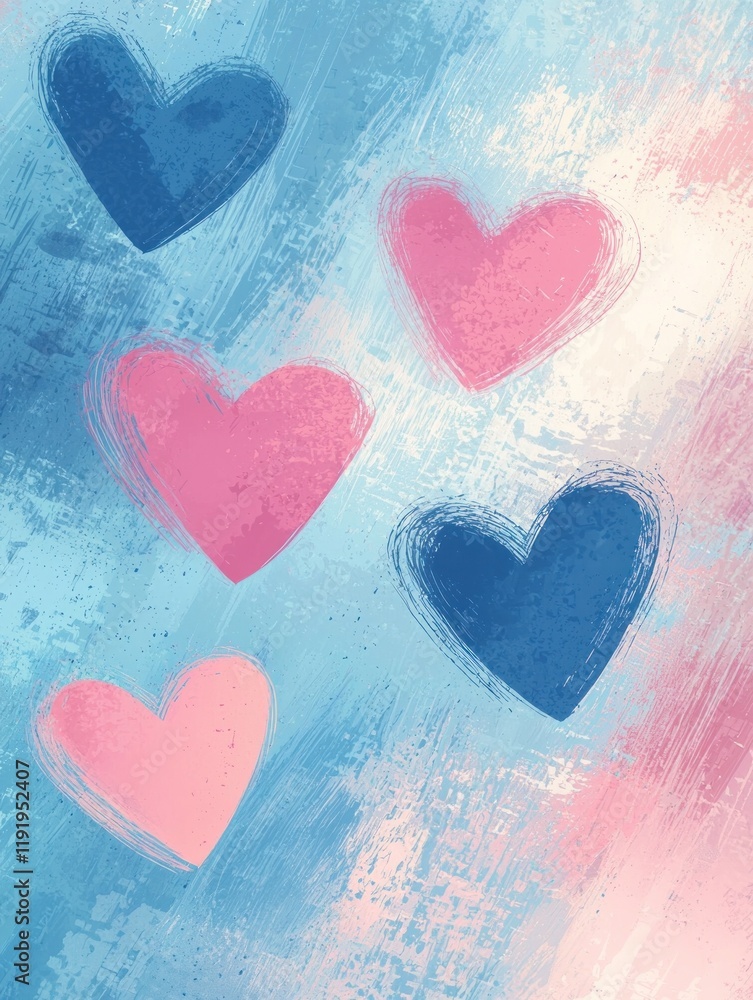 Fototapeta premium Colorful Heart Design on Blue Background for Love and Romance