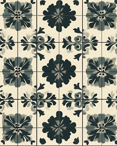Elegant Dark Floral Tile Pattern Design