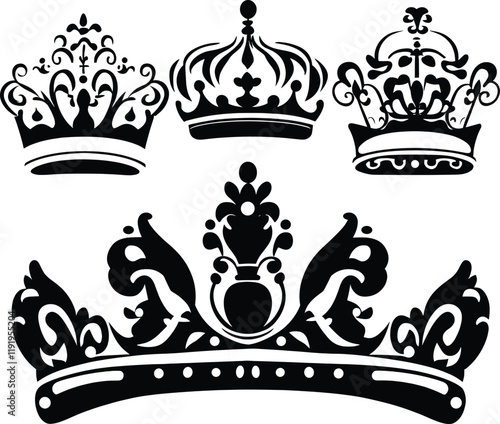 Royal Crowns Vector Illustration - Isolated on White Background