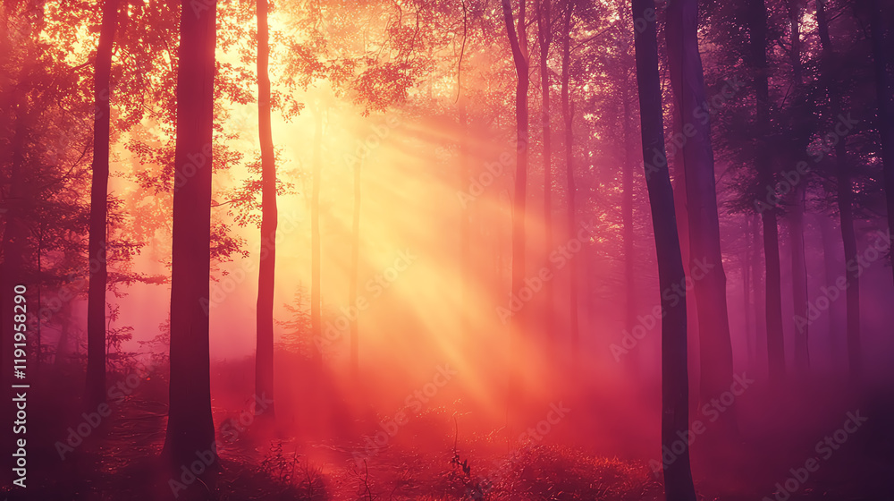 A glowing forest environment where moisture released by plants balances atmospheric conditions, vibrant mist rising harmoniously A glowing forest environment where moisture released by plants balances atmospheric conditions, vibrant mist rising harmoniously