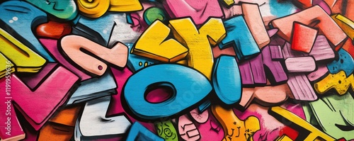 Wallpaper Mural Vibrant Graffiti Alphabet: A Colorful Explosion of Letters and Shapes Torontodigital.ca