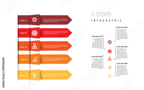 infographic template 5 step for business direction, marketing strategy, diagram, data, growth, arrow timeline, for presentation report and progress	