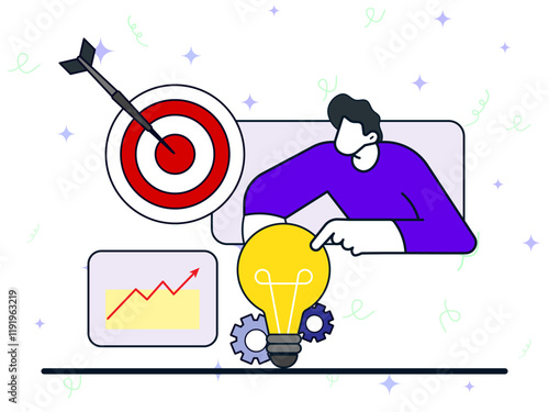Smart goal ideas, creative strategy or obstacle to reach goal or target, team brainstorm or competitor analysis, Business success concept. 