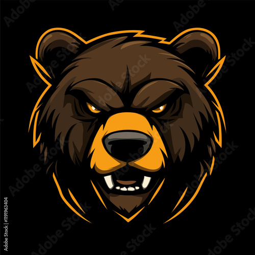  Bear mascot logo, Esports gaming emblem of different variations of Bear, Sports Team emblem, Bear logo collection, Animal Logo set for team, Bear face or bear head logo, tshirt print design
