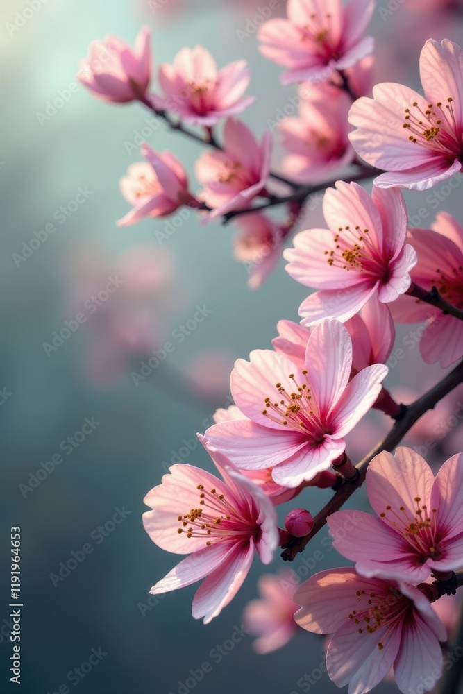 Obraz premium Delicate pink blooms sway gently in the breeze, foliage, gentle