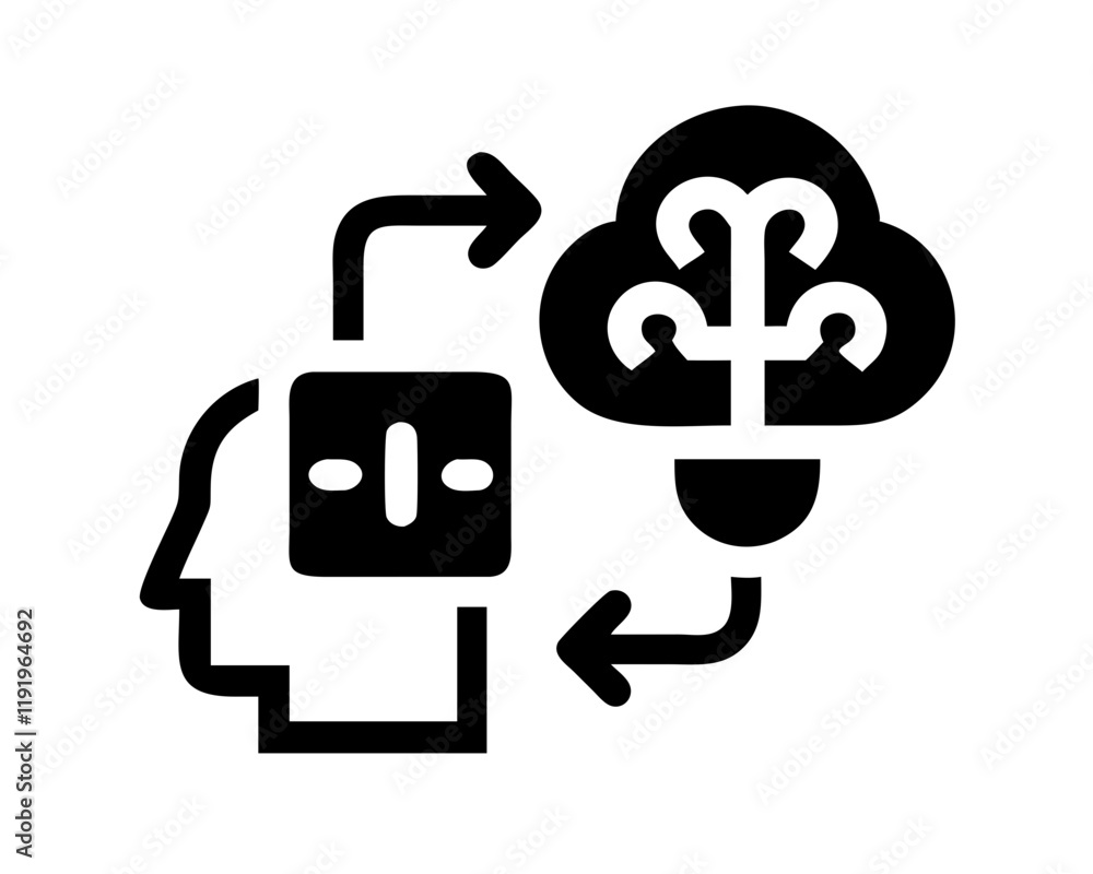 Artificial Intelligence and Cloud Connectivity Concept Icon