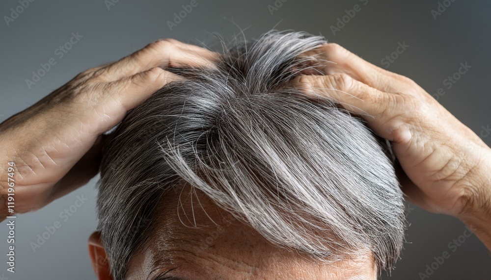 Fototapeta premium 頭皮を気にしている男性