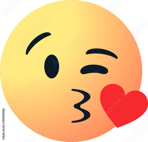 kissing emoticon with red heart . blowing a kiss face emoji