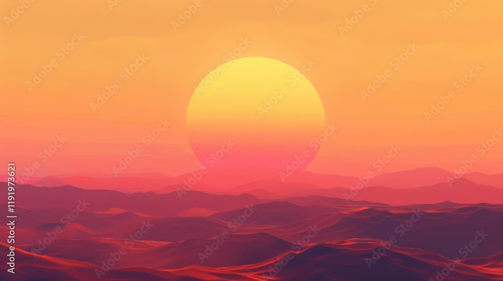 A serene sunset over rolling hills, showcasing warm colors and a tranquil atmosphere. A serene sunset over rolling hills, showcasing warm colors and a tranquil atmosphere.