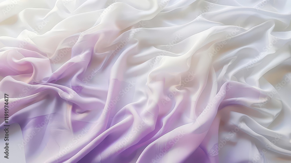 Fototapeta premium A soft, flowing fabric with a gradient of white and purple hues.