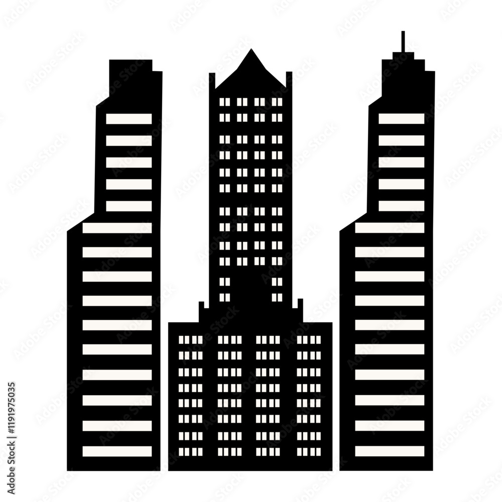 Obraz premium Silhouette of Cityscape Skyline. Isolated on White Background