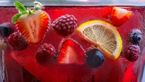 Refreshing berry and citrus infused drink. photo