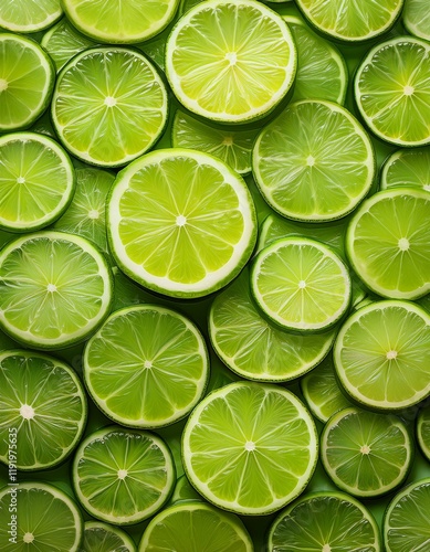 Refreshing lime slices, vibrant green, juicy citrus. © art