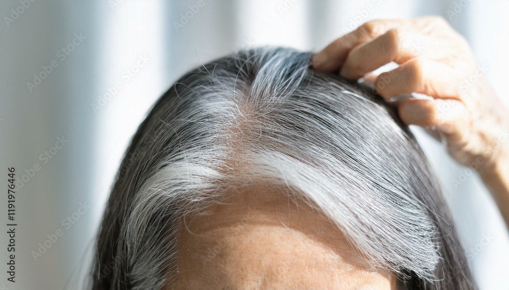 Obraz premium 頭皮を気にしている女性