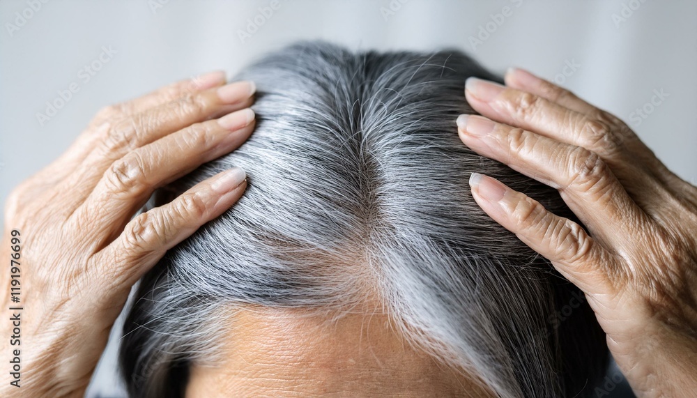 Obraz premium 頭皮を気にしている女性