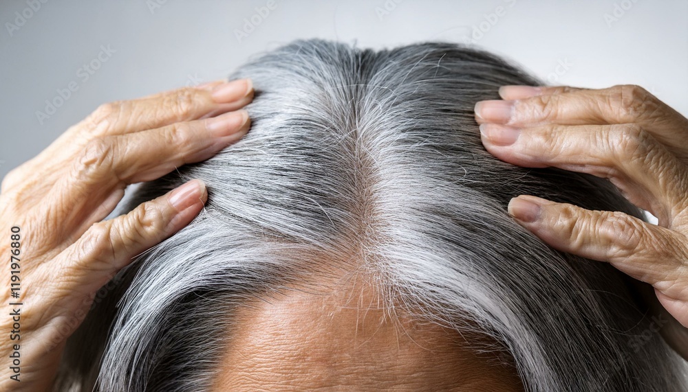 Obraz premium 頭皮を気にしている女性