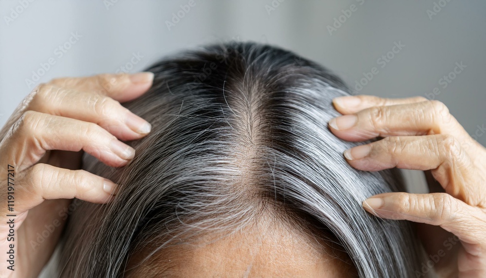 Naklejka premium 頭皮を気にしている女性