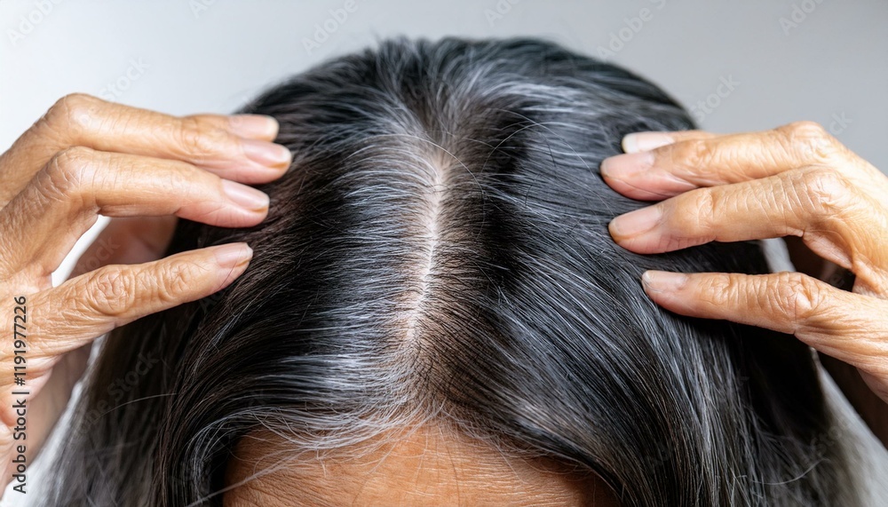 Naklejka premium 頭皮を気にしている女性