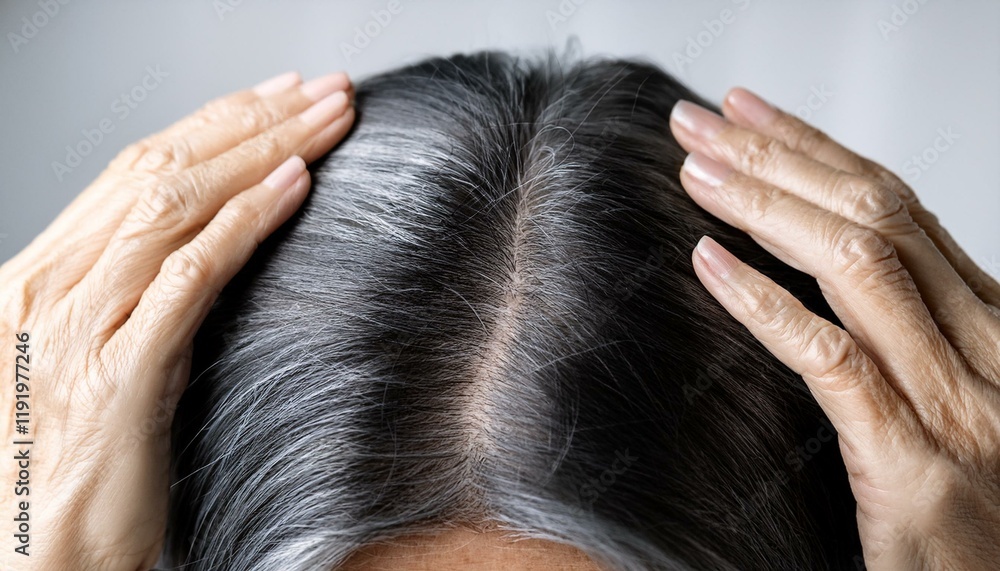 Naklejka premium 頭皮を気にしている女性