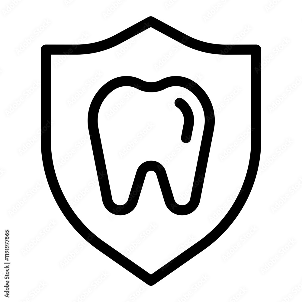 Teeth Protection icon vector, line style illustration. Teeth Protection icon vector, line style illustration.