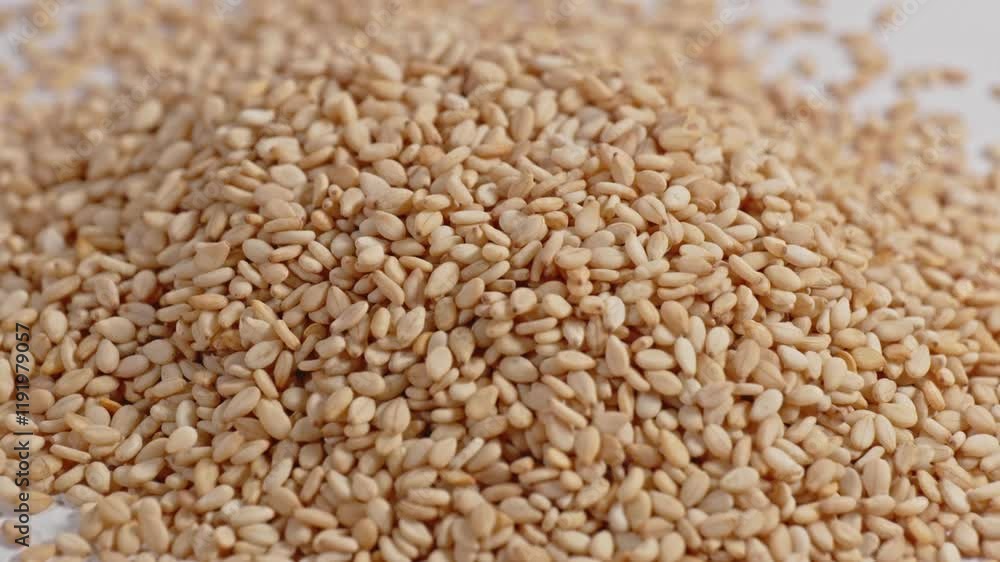 sesame seeds closeup, parallax shot, 4k. sesame seeds closeup, parallax shot, 4k.