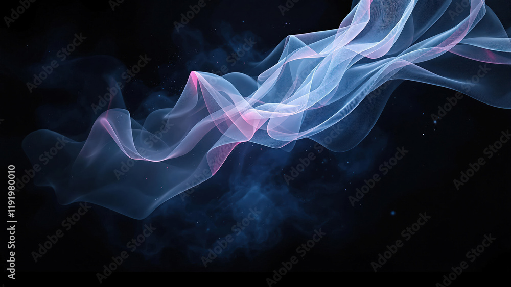 Obraz premium Futuristic Abstract Light Waves with Glowing Blue and Pink Swirls and Smooth Gradient