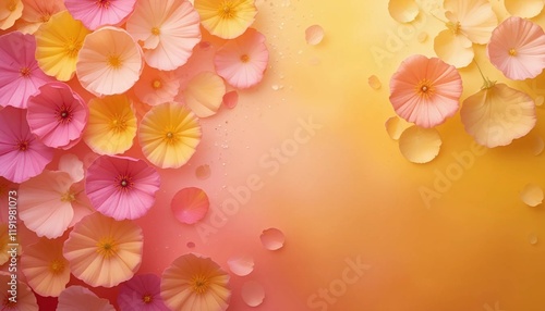 pink and yellow background with flowers and a place for text