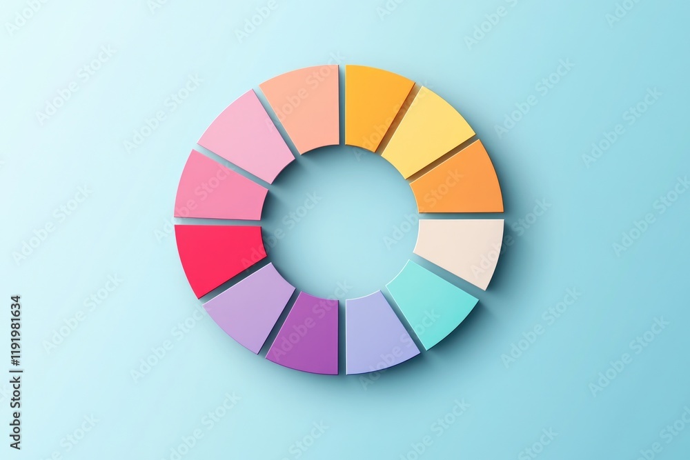 Color Wheel on Blue Background Color Wheel on Blue Background