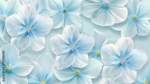 A serene arrangement of light blue flowers on a soft background, evoking tranquility.