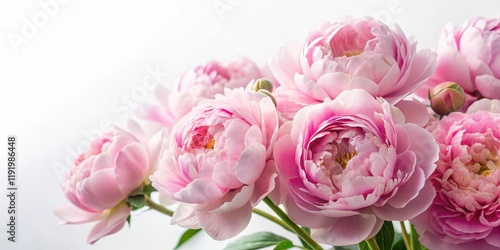 Fototapeta Naklejka Na Ścianę i Meble -  Soft pink peonies against a pure white background , delicate, ,  delicate,elegant