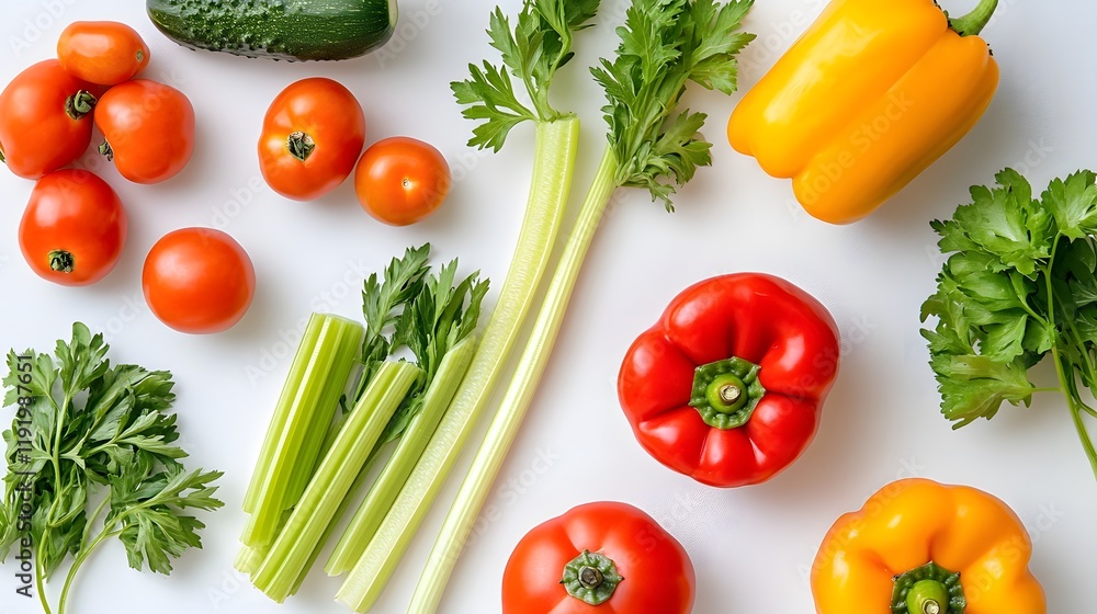 Colorful Vegetables Arranged On A White Background Colorful Vegetables Arranged On A White Background