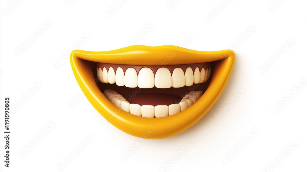 Naklejka premium A cheerful yellow smiley face emoji with a wide grin, isolated on a clean white background