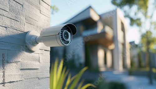 Modern Home Security: CCTV Camera on a Brick Wall