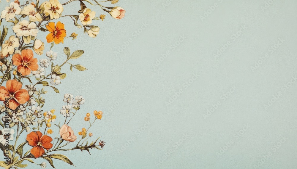 Valentines card with flowers elegant design floral artwork soft blue background romantic gesture nature inspired Valentines card with flowers elegant design floral artwork soft blue background romantic gesture nature inspired