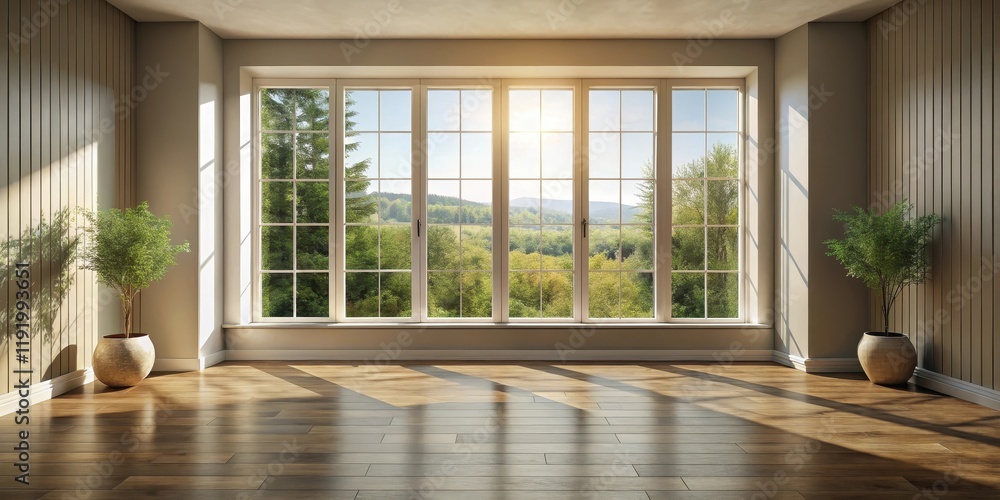 Fototapeta premium A serene room with a large window , ambiance , room, ambiance