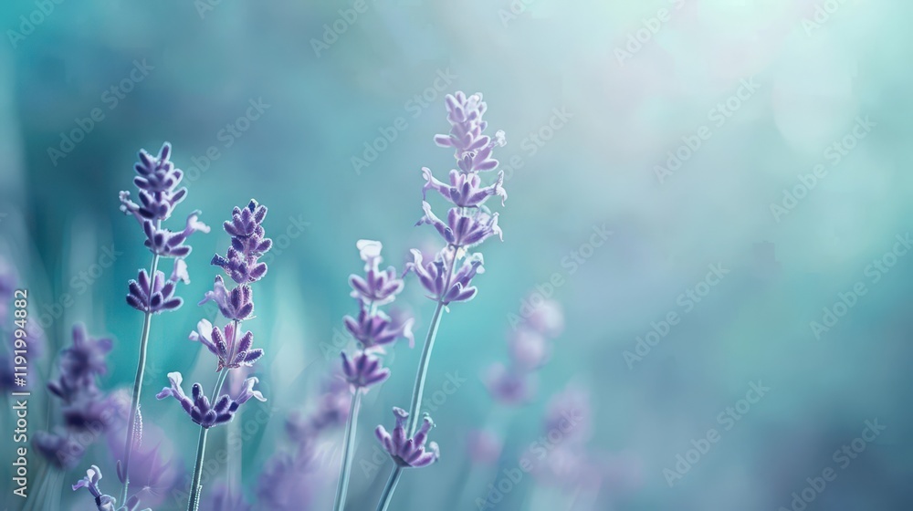 Naklejka premium A serene close-up of lavender flowers against a soft, dreamy background.