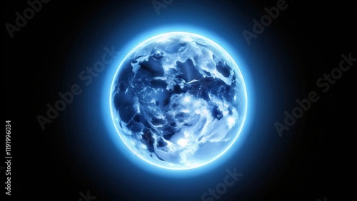 Wallpaper Mural Blue supermoon glowing with blue halo isolated on black background Torontodigital.ca