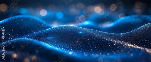 A blue wave with orange dots on it