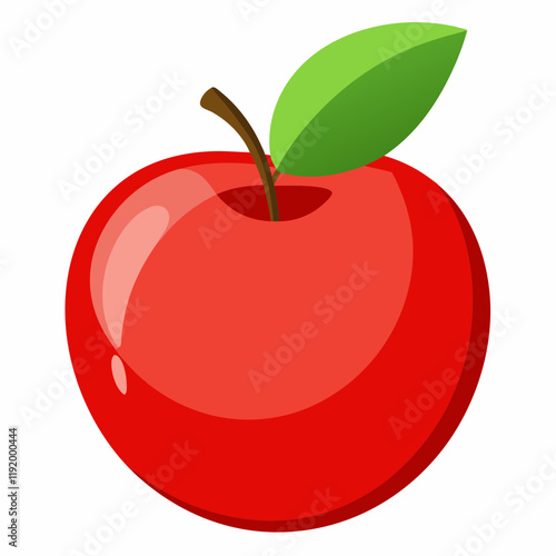 A stylized red apple with a green leaf, representing freshness.