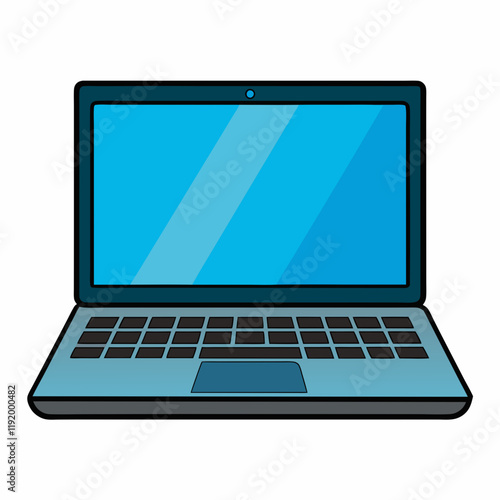 A close-up view of a blue computer screen with a webcam.