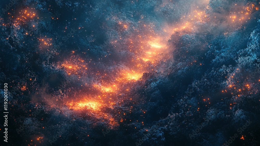 Naklejka premium Surreal exploration-themed abstract textures with luminous pathways