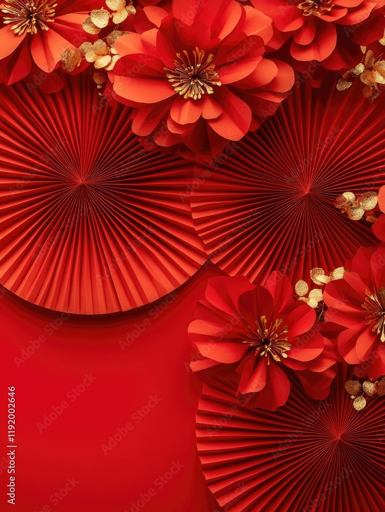 Obraz premium Red Paper Flowers Background