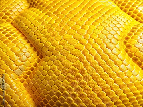 Yellow Python Skin Texture Background - Reptile Leather, Exotic Scales