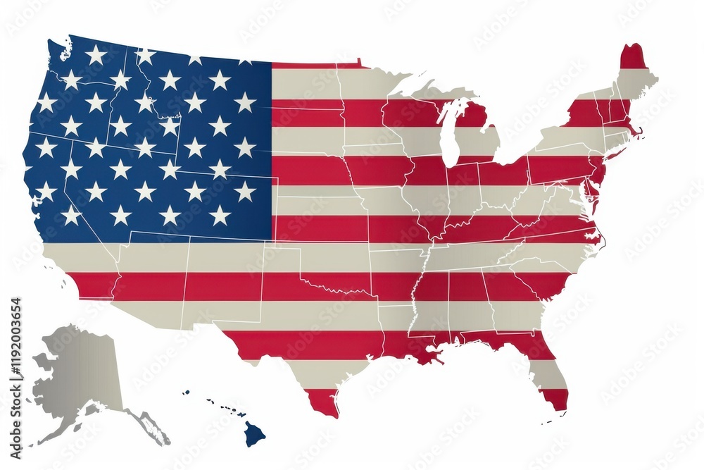 Vector Illustration: A White - Backgrounded USA Map with Isolated States Vector Illustration: A White - Backgrounded USA Map with Isolated States